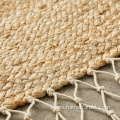 alfombras de yute de cáñamo tejido a mano con borlas